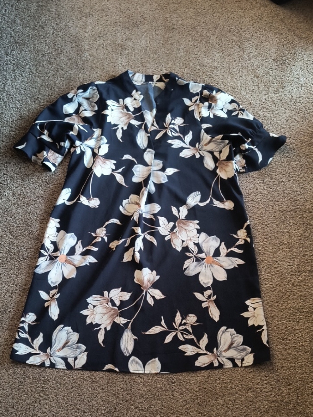 Floral Navy Shift Dress - Floral Print